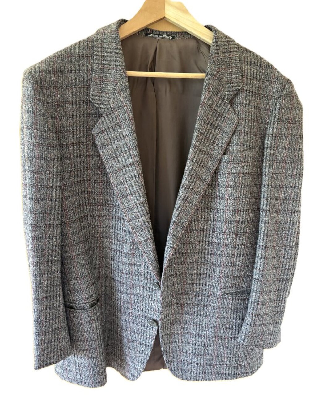 Vintage Mani by Giorgio Armani Textured Gray/Brown Tweed Blazer, Size 42R